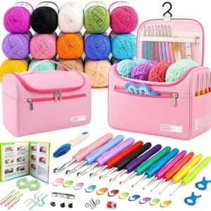 Yarniss Crochet Kit for Beginners, All in One Crochet Kit for Adult,Pink | Crochet Set