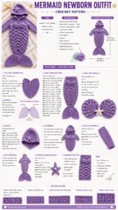 Mermaid Newborn Outfit Crochet Pattern | Nesty Tales