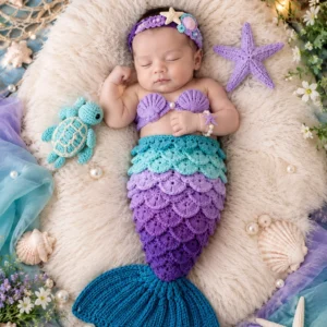 Mermaid Dream Cocoon – Handmade Crochet Baby Mermaid Cocoon